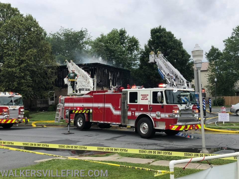 Quint 11 on the 3 alarm fire in Frederick.