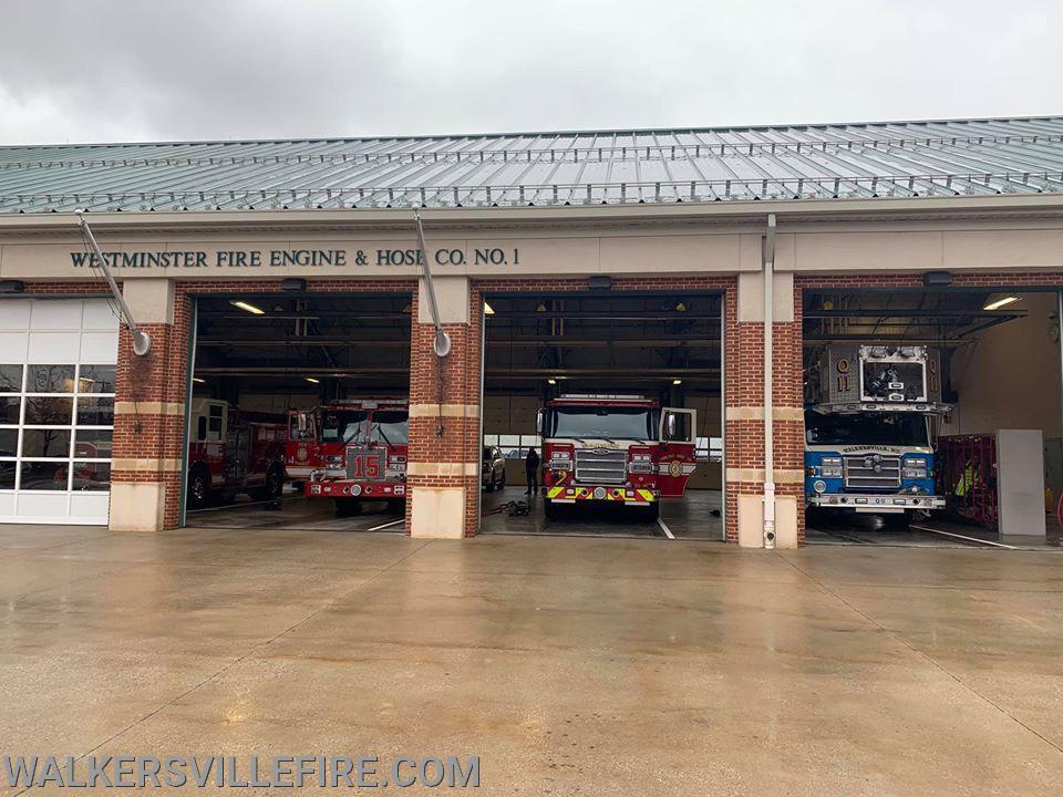 Quint 11 transferred to Westminster after a tornado went through Carroll County. 